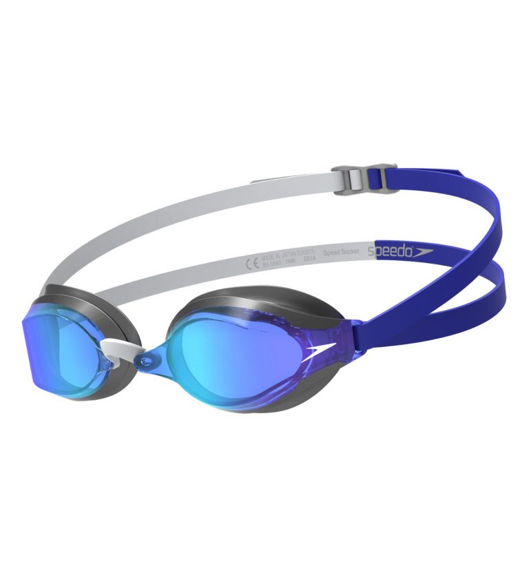 Dazzling Blue Speedo Speed Socket 2.0 Mirrored Performance Swim Goggle-One Size 